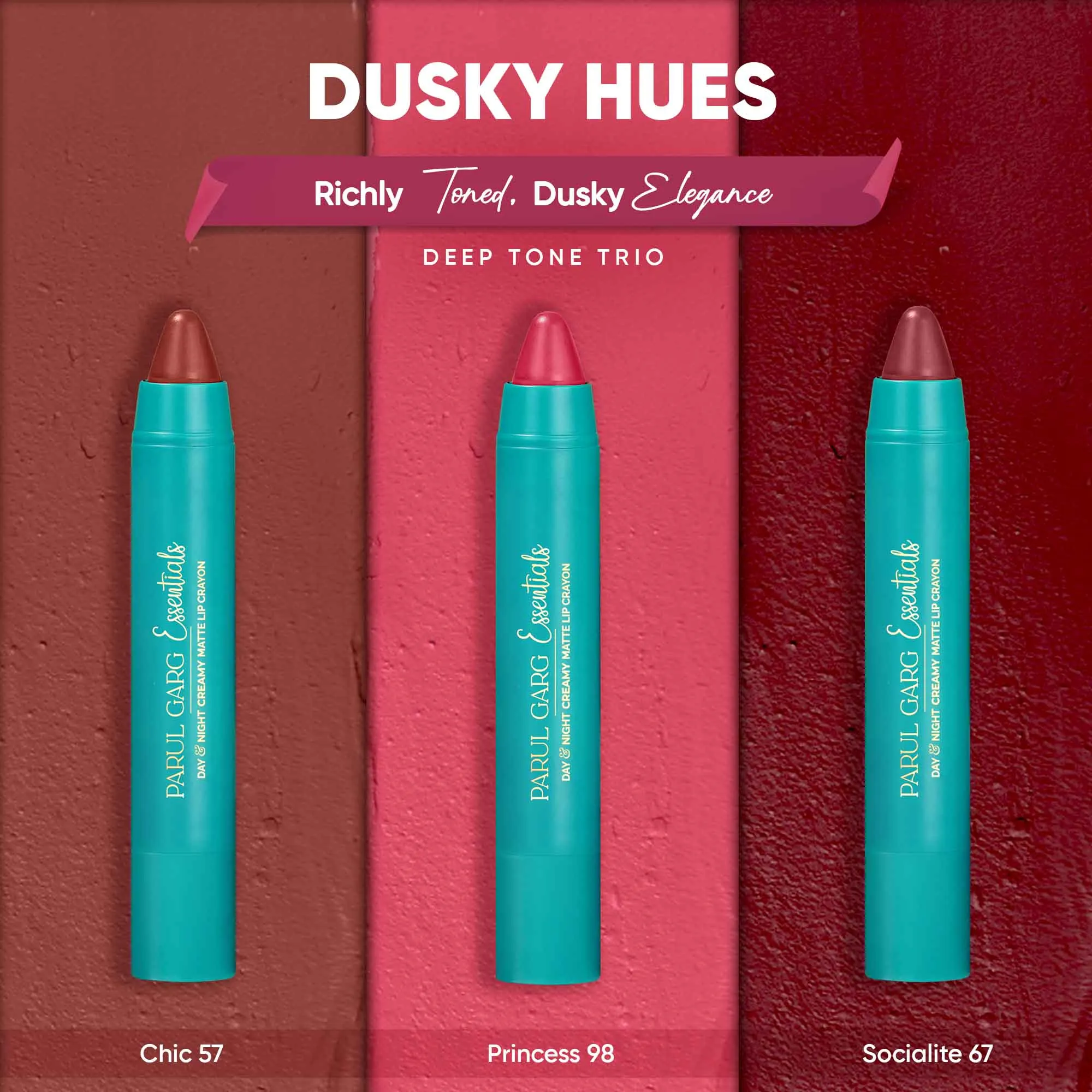 Dusky Hues: Pack-of-Three Creamy Matte Lip Crayons